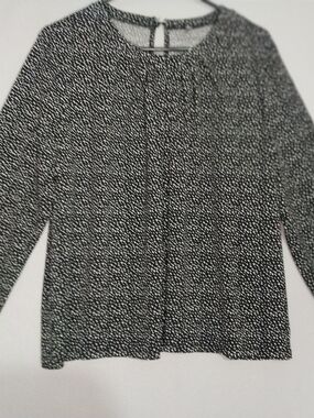 Adrianna Papell Black and White Dot-Print Long Sleeve Top